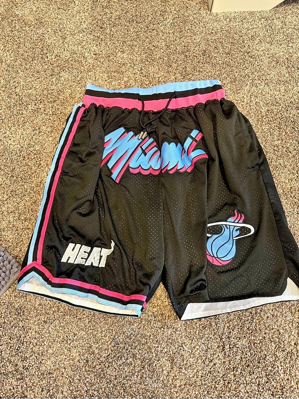 Just Don Miami Heat Vice Nights Basketball Shorts Black & Pink Large
